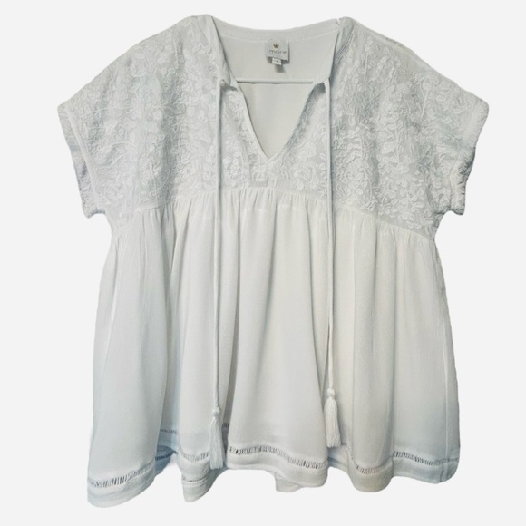 NWOT J. Marie Dani embroidered top in white - Picture 4 of 9